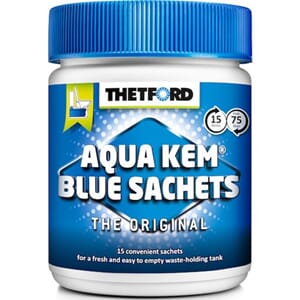 Sanitærvæske Aqua Kem Blue Sachets - boks m 15 doseringer