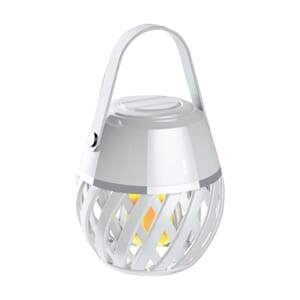 Lampe LED Flammeimmitasjon med håndtak m/Bluetooth Hvit