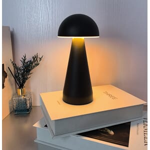 Bordlampe, Homeline, svart, LED, oppladb. soppform